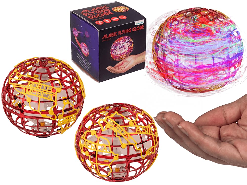 Latający globus, Magic, czerwony/żółty, ok. 9,5 cm, w opakowaniu prezentowym