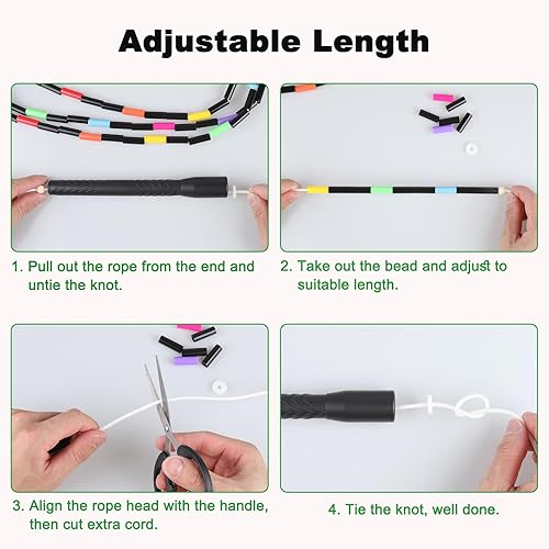 Miniatura 5 de Cuerdas de salto holandesas dobles de 16.5 pies para adultos y niños, cuerda de saltar larga Rainbw, cuerda de saltar con cuentas para fitness,