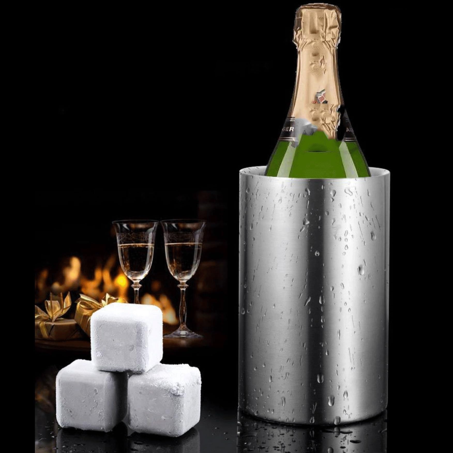 Cubos de Hielo Cubo de Hielo Doble Pared Acero Inoxidable for Fiestas Cubitera para Bar