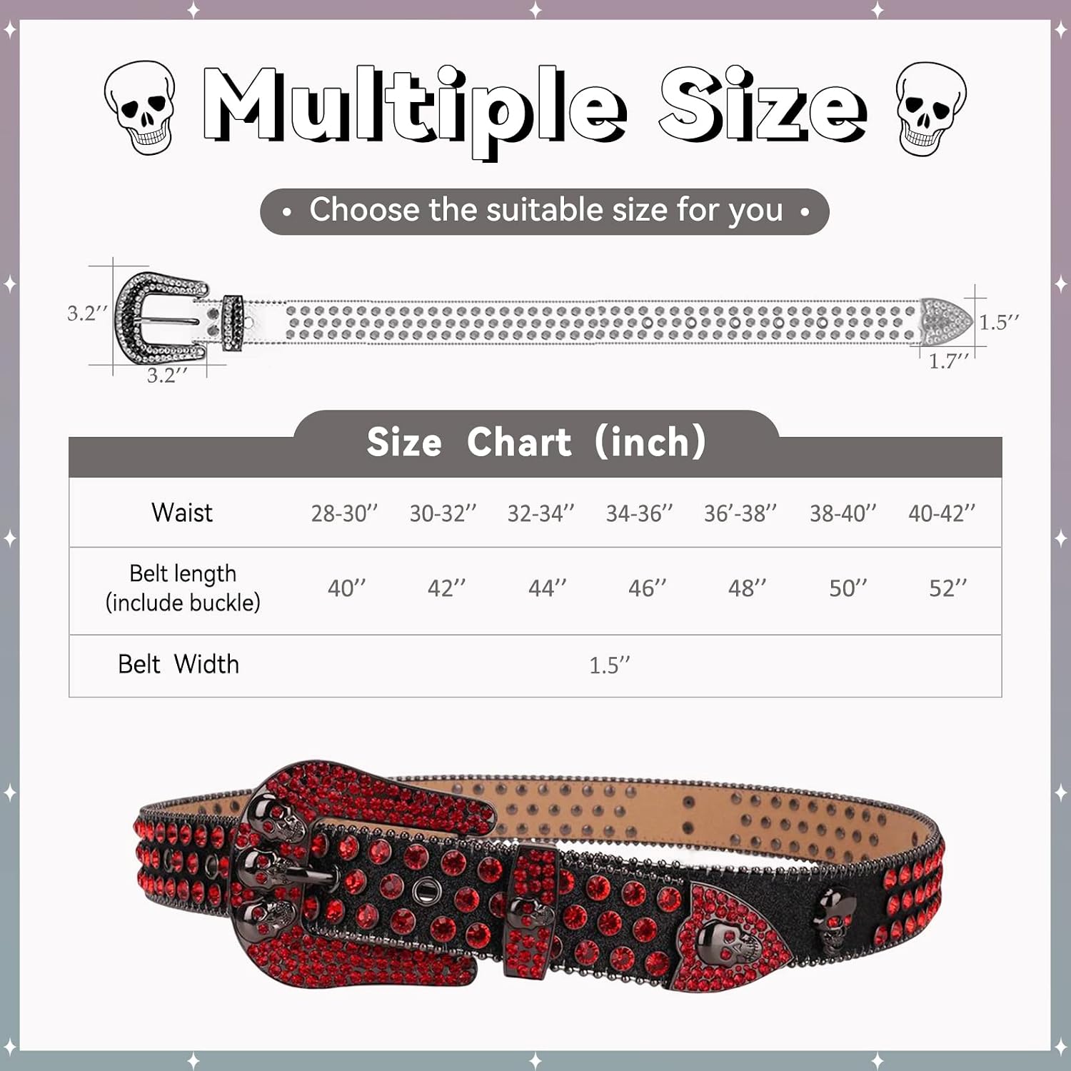 Men Women Rhinestone Belt Western Luxury Strap Studded Skull Diamond Belt Fashion Cowboy Cowgirl Bling Belts