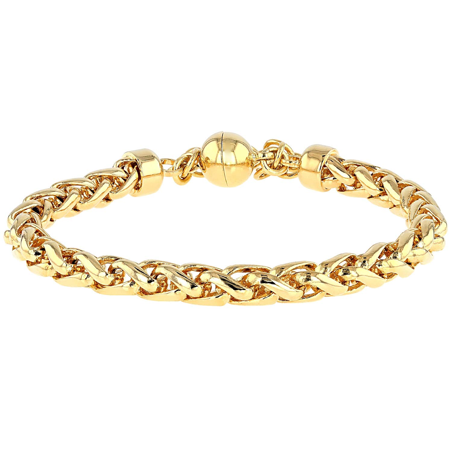 JTV 18k Yellow Gold Over Bronze Wheat Link Bracelet 8 Inch 6mm