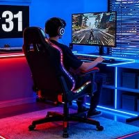 Vista 2 de Silla de juegos con altavoces Bluetooth y luces LED, silla ergonómica de masaje para computadora, altura ajustable, silla de videojuegos con asiento