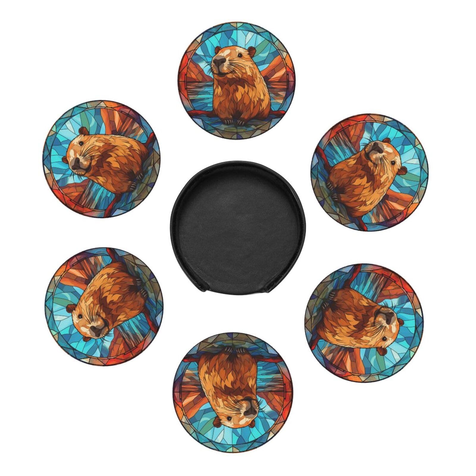 Juego De 6 Posavasos De Yorkshire Terrier, Regalo Para El Amante De La Mamá, Posavasos De Piel Con Soporte, Paquete De 6 Posavasos Para Tazas/bar/bebidas Para Mesa/café, Protección De Inauguración De