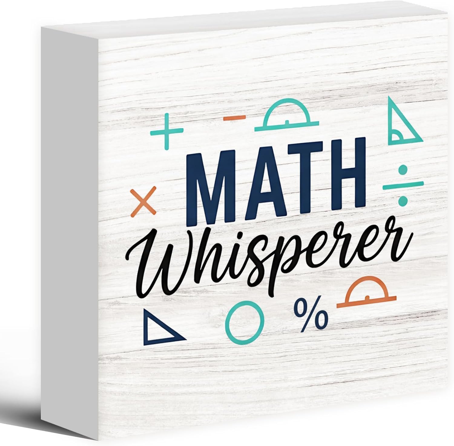 Math Whisperer Box Sign 7x7 Inch Wooden Desk Decor