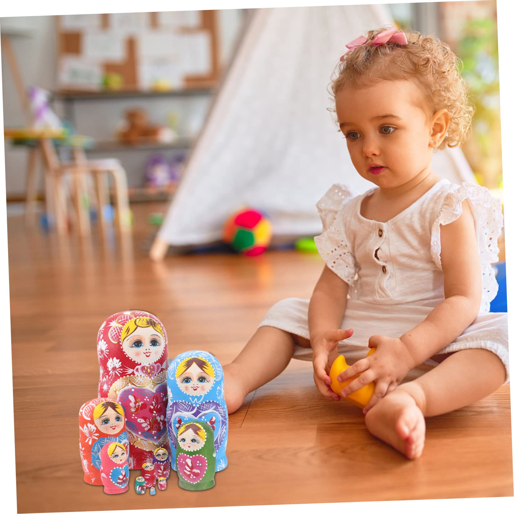 Kisangel 1 Sets Nesting Dolls Decor Layers Wooden Matryoshka for Home Craft Decoration Adorable Plaything with Delicate Design for Collectors