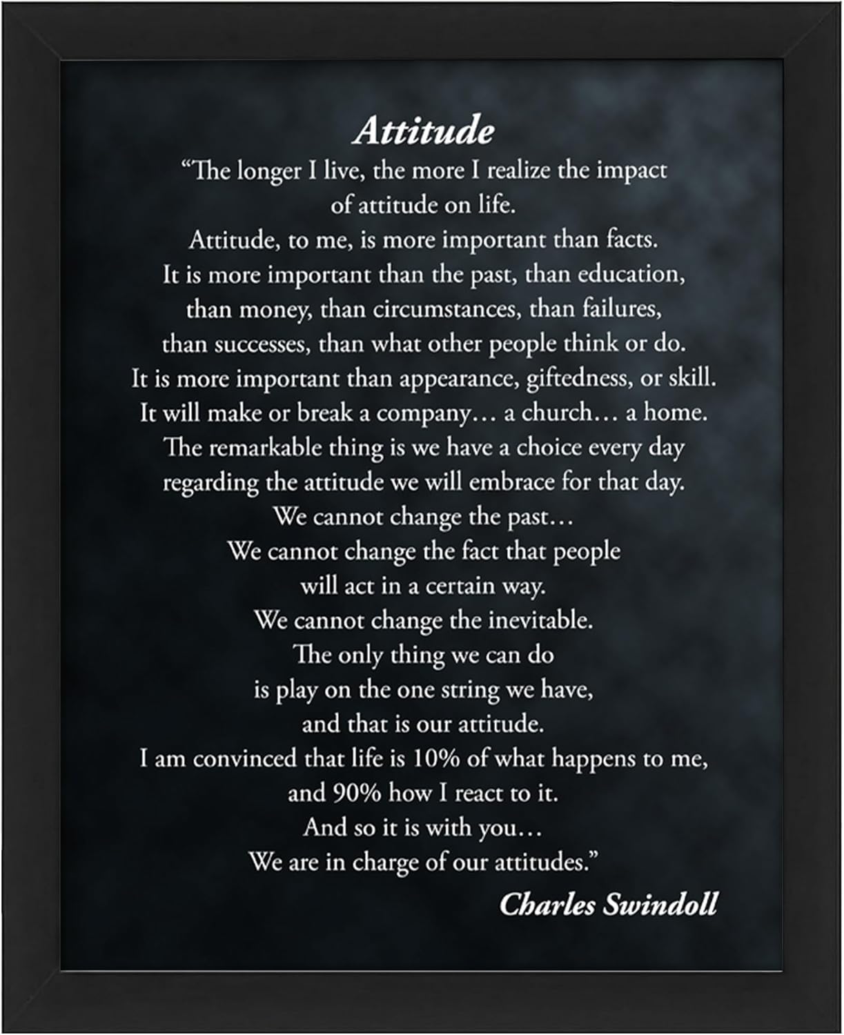 Attitude More Important Inspirational Wall Art Print - Motivational Christian Decor for Home, Living Room, Office, & Desk - Encouraging Quotes for Positivity (Black Framed, 8 x 10 inches)