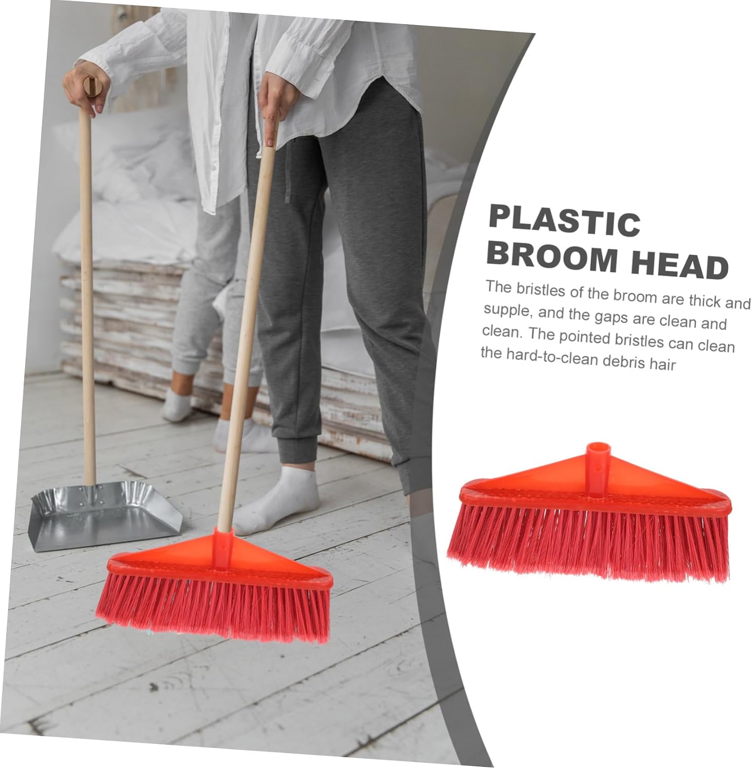 Plastic Broom Head Replacement Sweeper Mop Heads for Hardwood Carpet