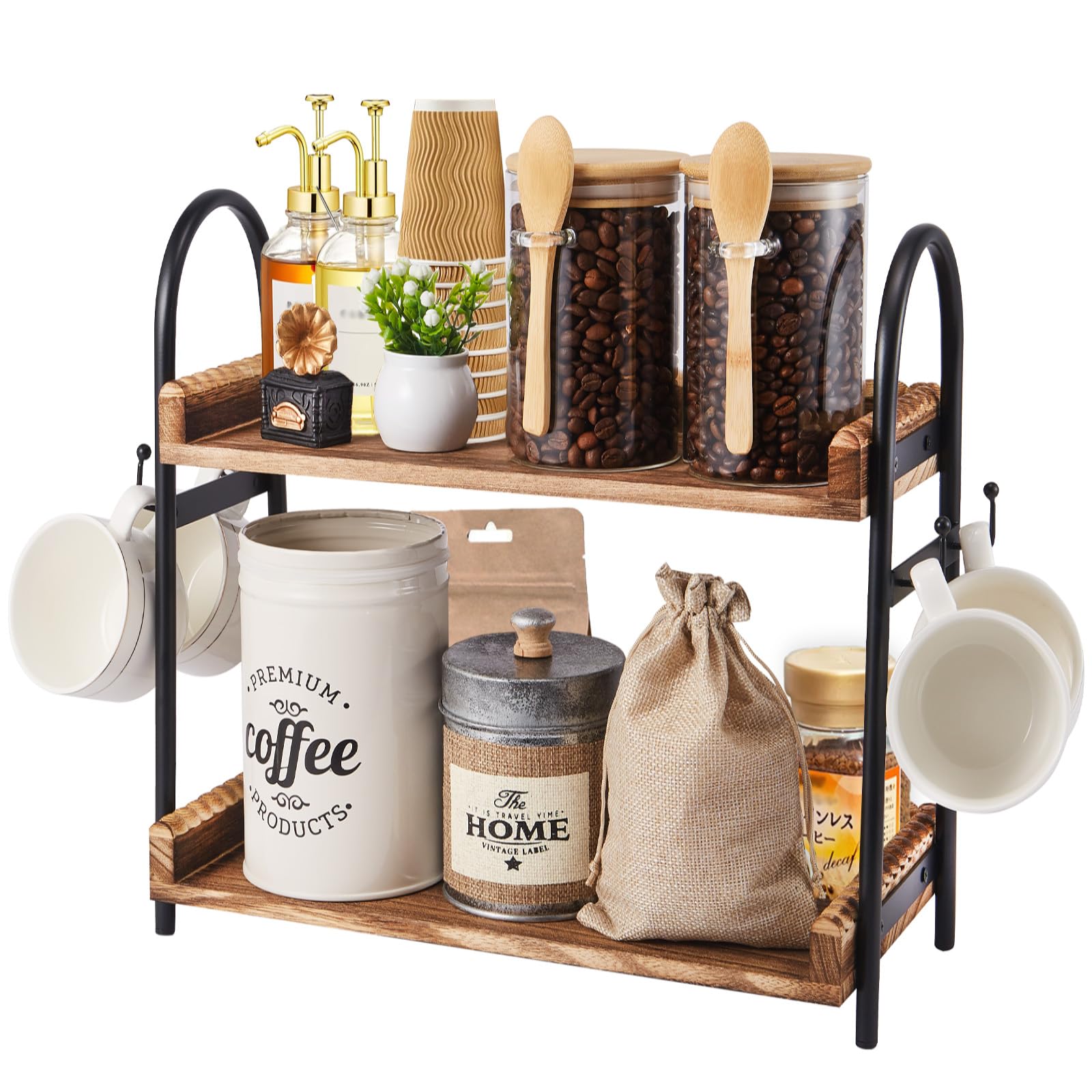 BDBDYEAY Coffee Bar 14.9 Inches (W) X 5.8 (L) X 12.8 (H), Brown