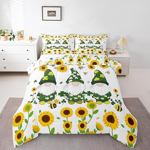 Miniatura 3 de Juego de ropa de cama de Navidad con gnomos de girasol, para dormitorio de niños y niñas, decoración de Navidad enana, edredón acolchado romántico