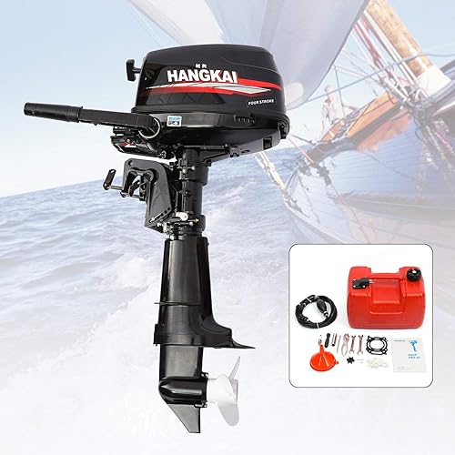 Hangkai motor fuera de borda 6.5hp 4 tiempos, 123CC aluminio resistente motor de barco con sistema de refrigeración por agua para barcos inflables, disponible en Yaxa Venezuela