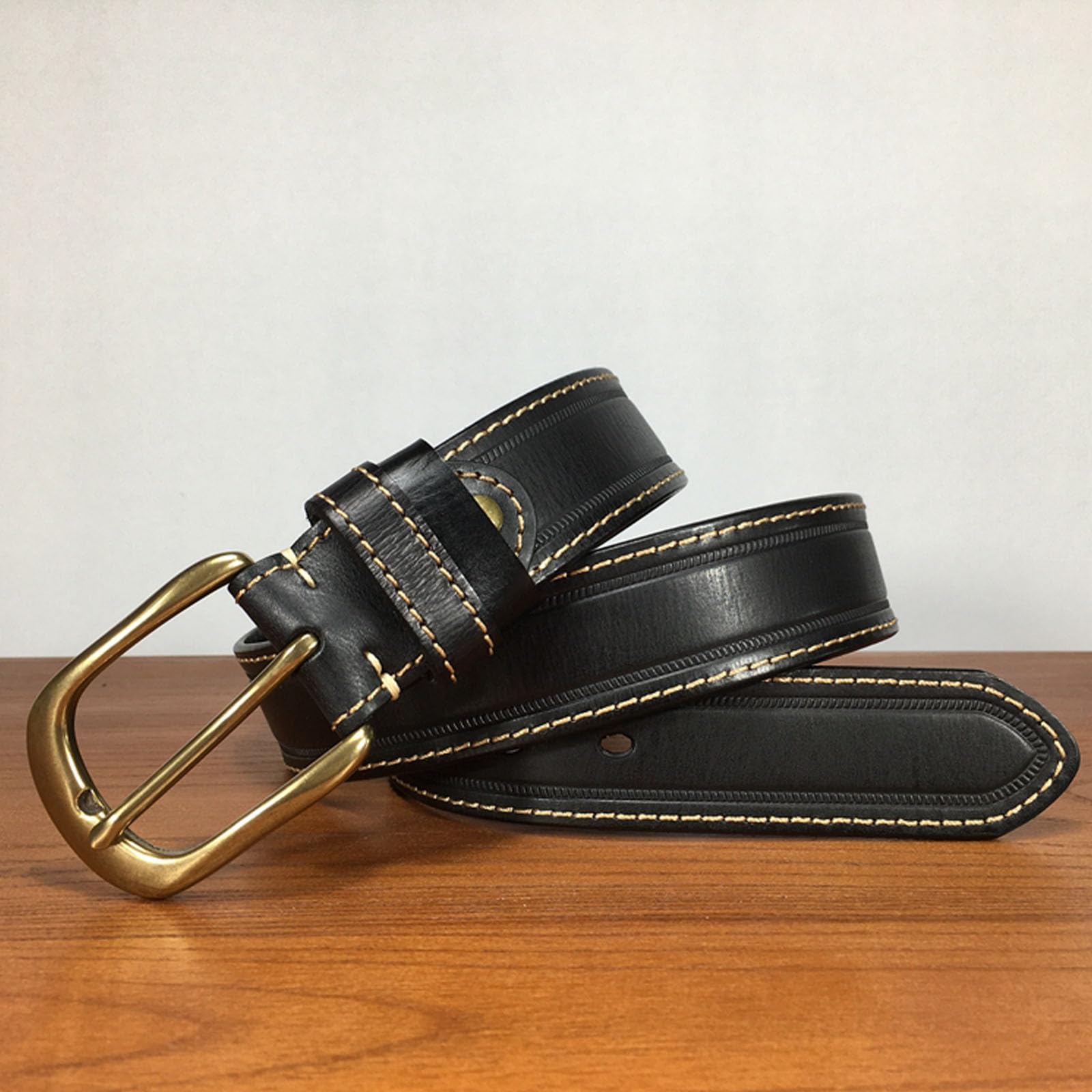 Cintura Uomo Pelle Fibbia ad Ardiglione, Cinture de Regolabile Western con Rivetti, Cintura de Borchiata Casual de Punk con Fibbia in Ottone Metallica,Nero,00CM/39.4''
