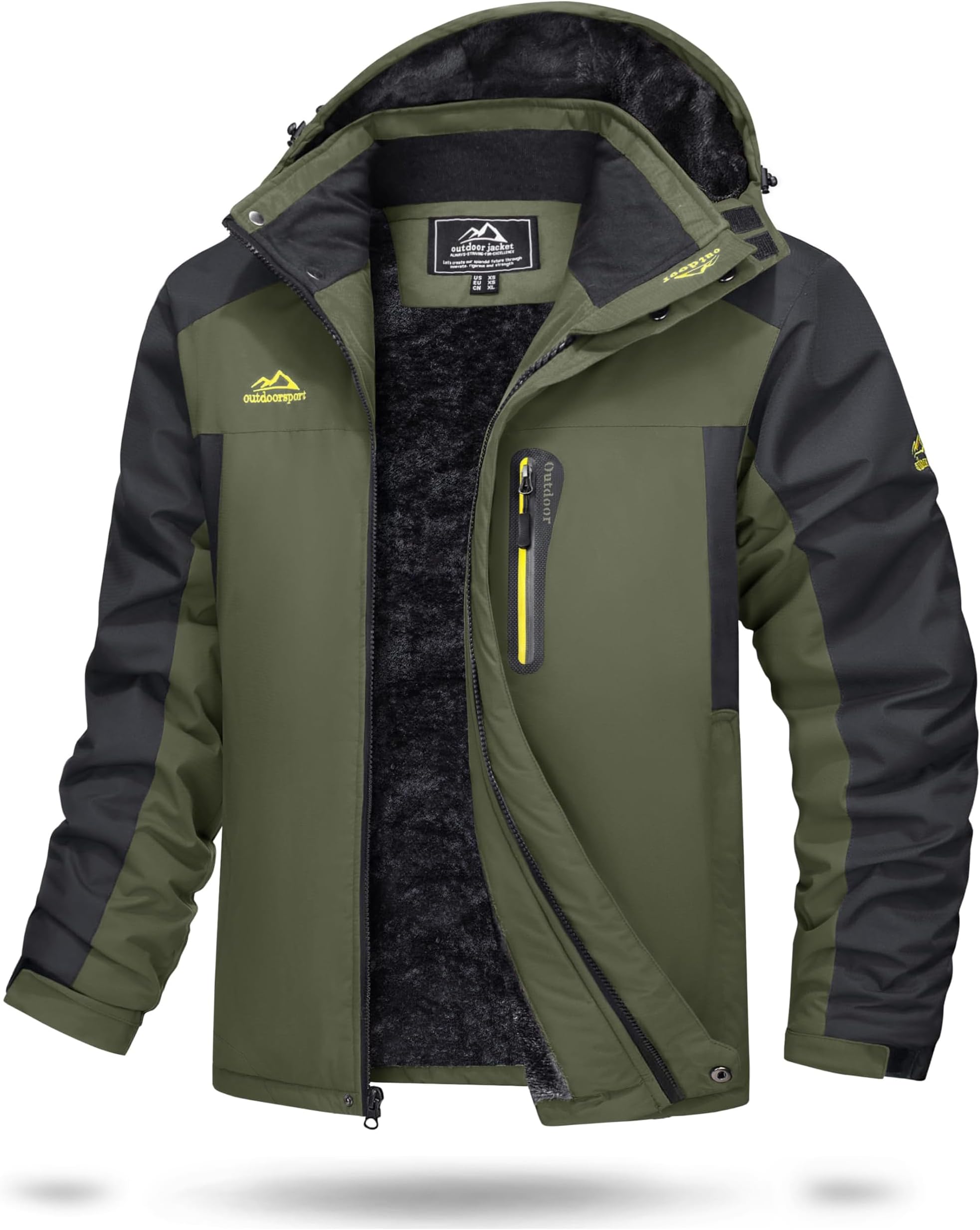 Men's Waterproof Hiking Fleece Jacket Warm Outdoor Skiing Ice Skating Hoodie