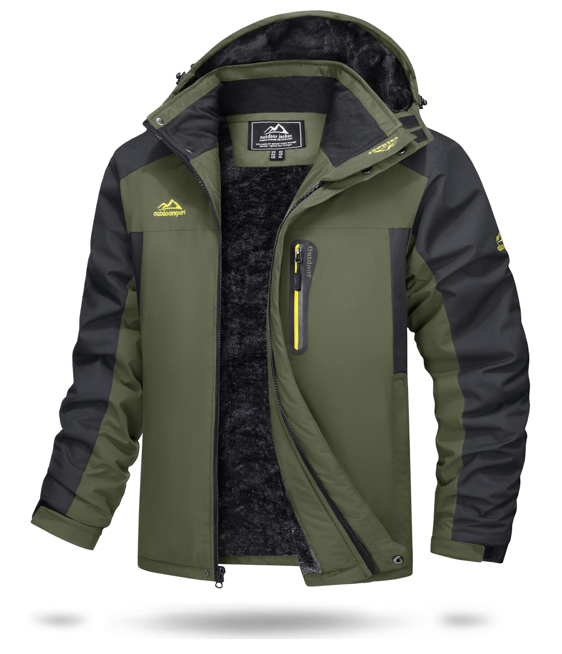 TACVASEN Men's Waterproof Hiking Fleece Jacket Warm Outdoor Skiing Ice Skating Hoodie