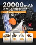 Firehawk Gonflateur de pneus 6X Plus vite 1 MIN Portable à plein Air Compresseur 150PSI Pompe sans fil avec 20000mAh Charge numérique de la batterie LED Lumière pour moto de voiture boules de moto