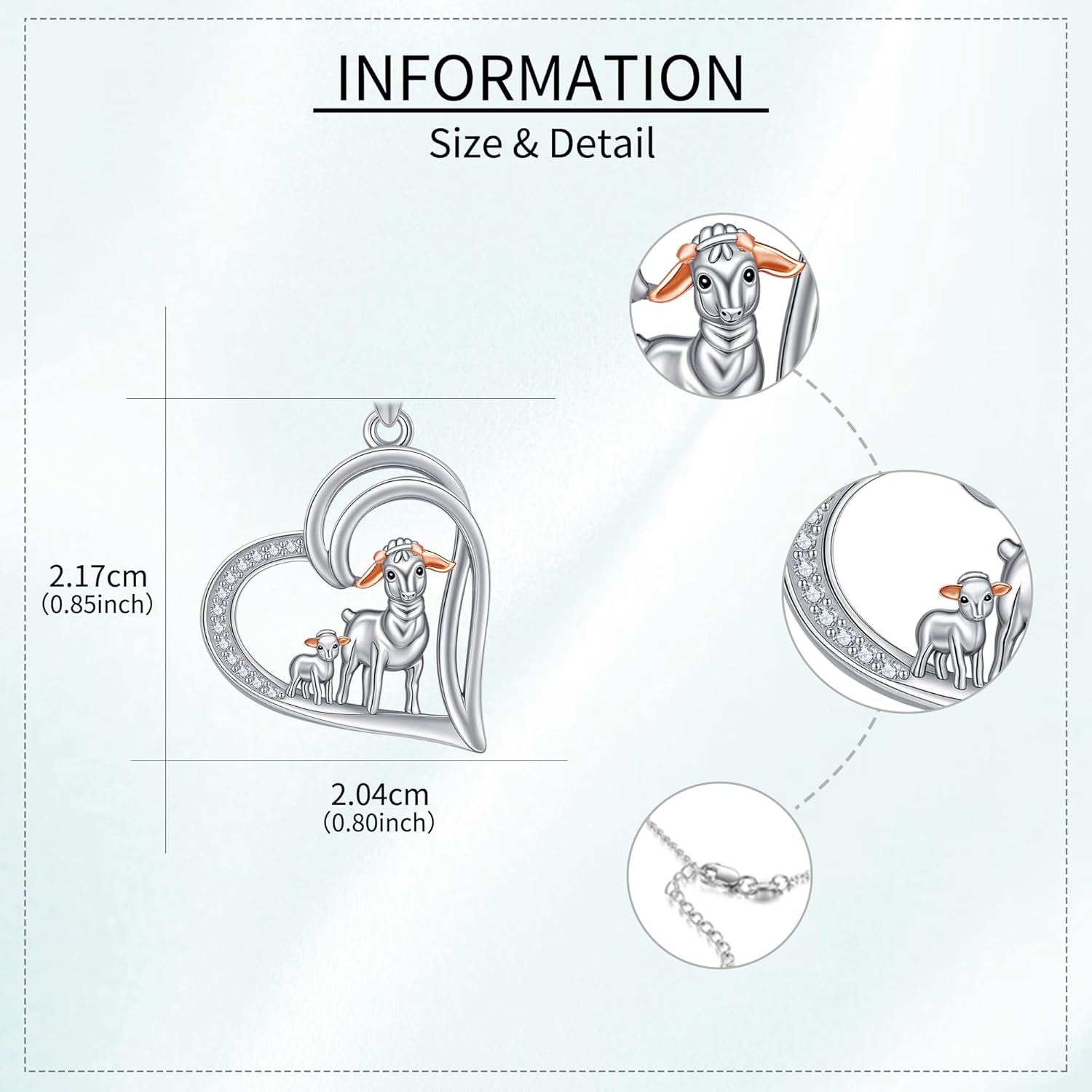 MONGAS Goat Necklace 925 Sterling Silver Goat Pendant Necklace Heart Animal Jewelry Gifts for Women Mom - Image 3