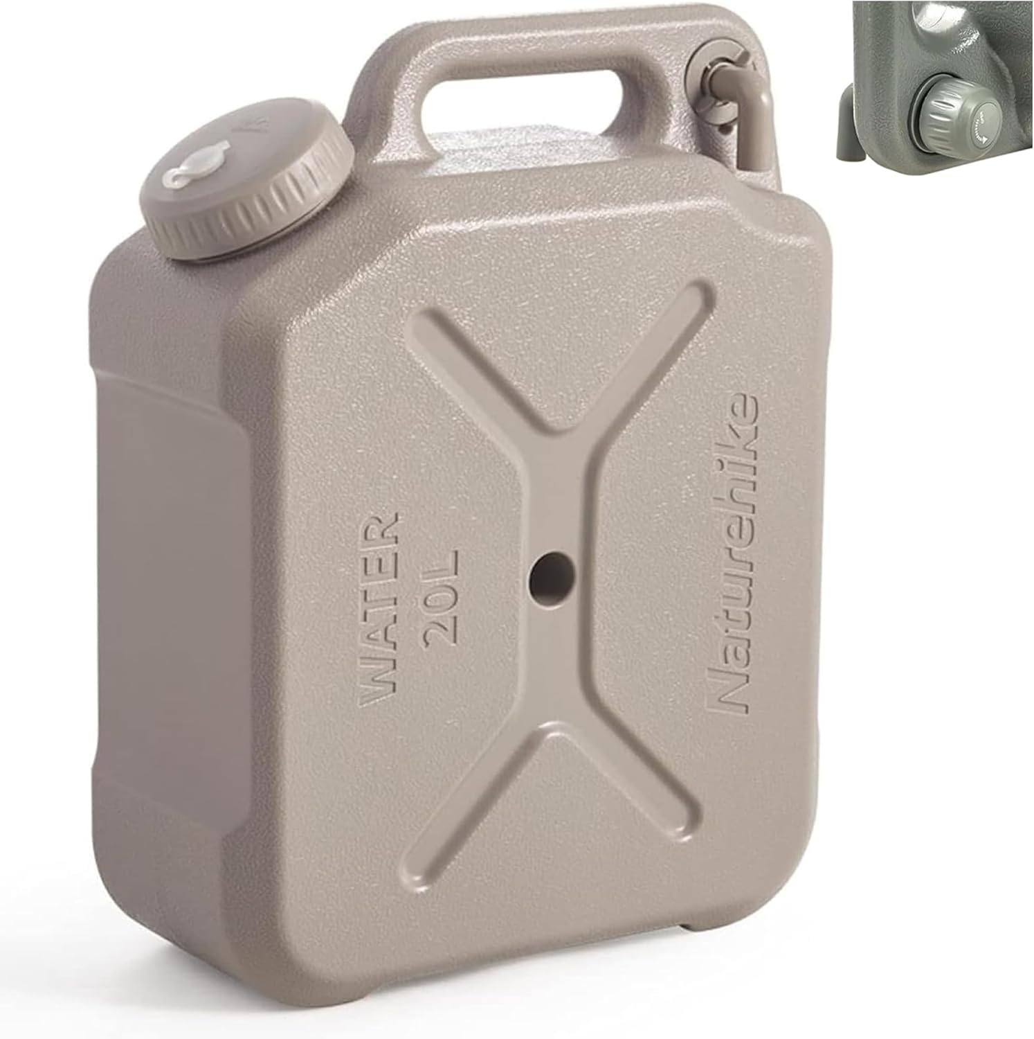 Naturehike Large Camping Water Container with Spigot, Truly No Leakage Emergency Water Tank - Khaki, 5.28 Gallon