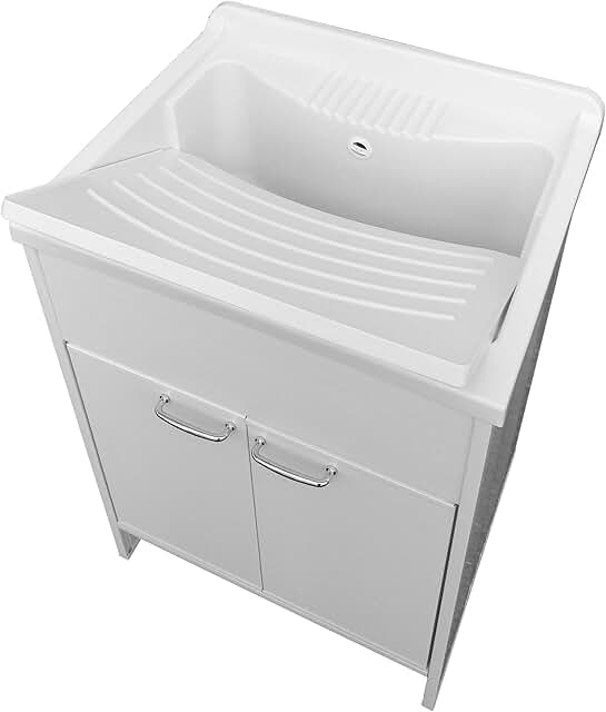 Lavatoio Da Esterno In Resina 60x34cm - Grigio Con Portasapone - Per Lavare I Panni In Giardino O Cantina - Foto 6