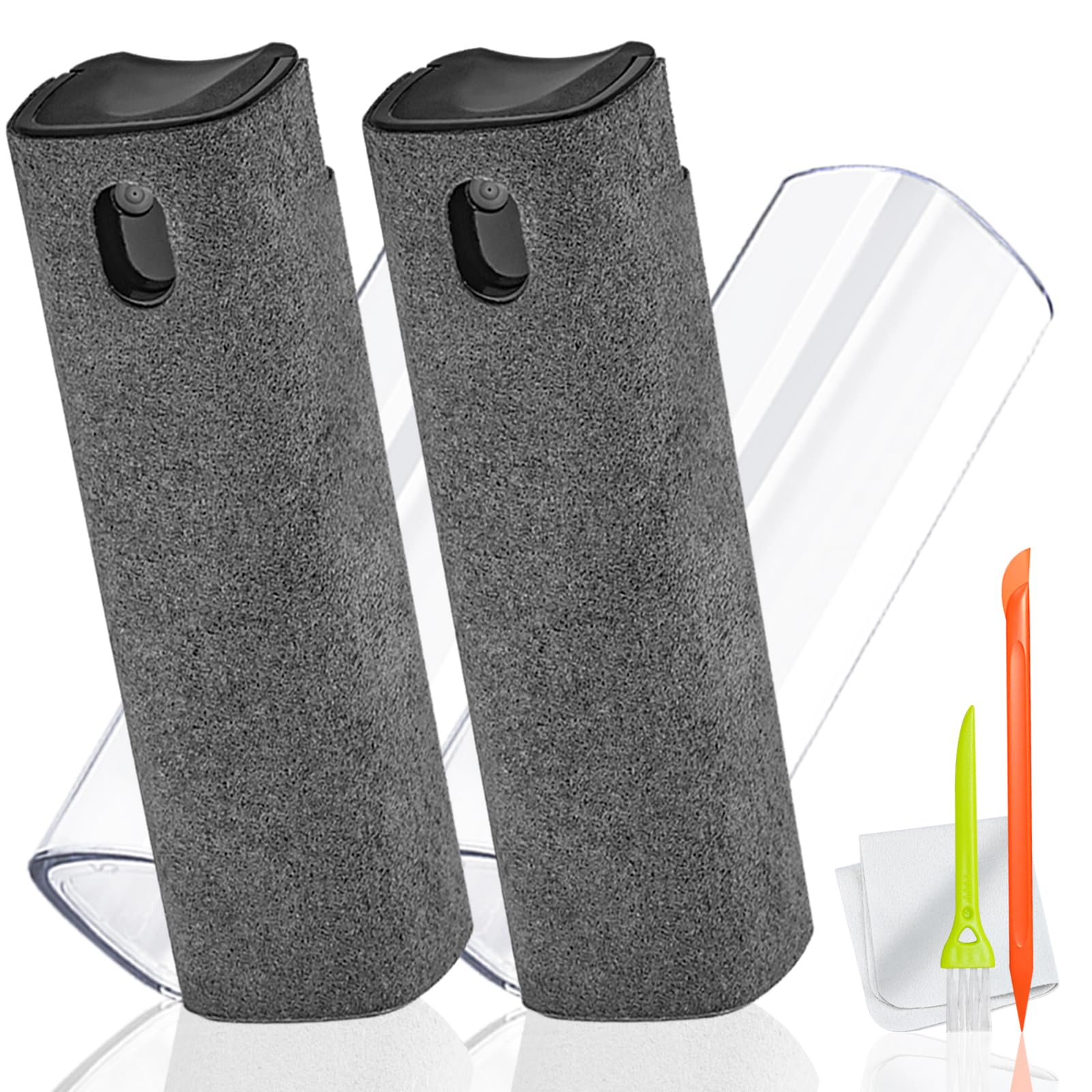 DauMeiQH 2 Pack Screen Cleaner Spray, Phone Touchscreen Mist Cleaning Kit for Laptop, Computer, iPad, iPhone, MacBook, Car Screen, Tablet, Monitor, TV with Cloth, Brush and Airpod Pen - Grey Grey