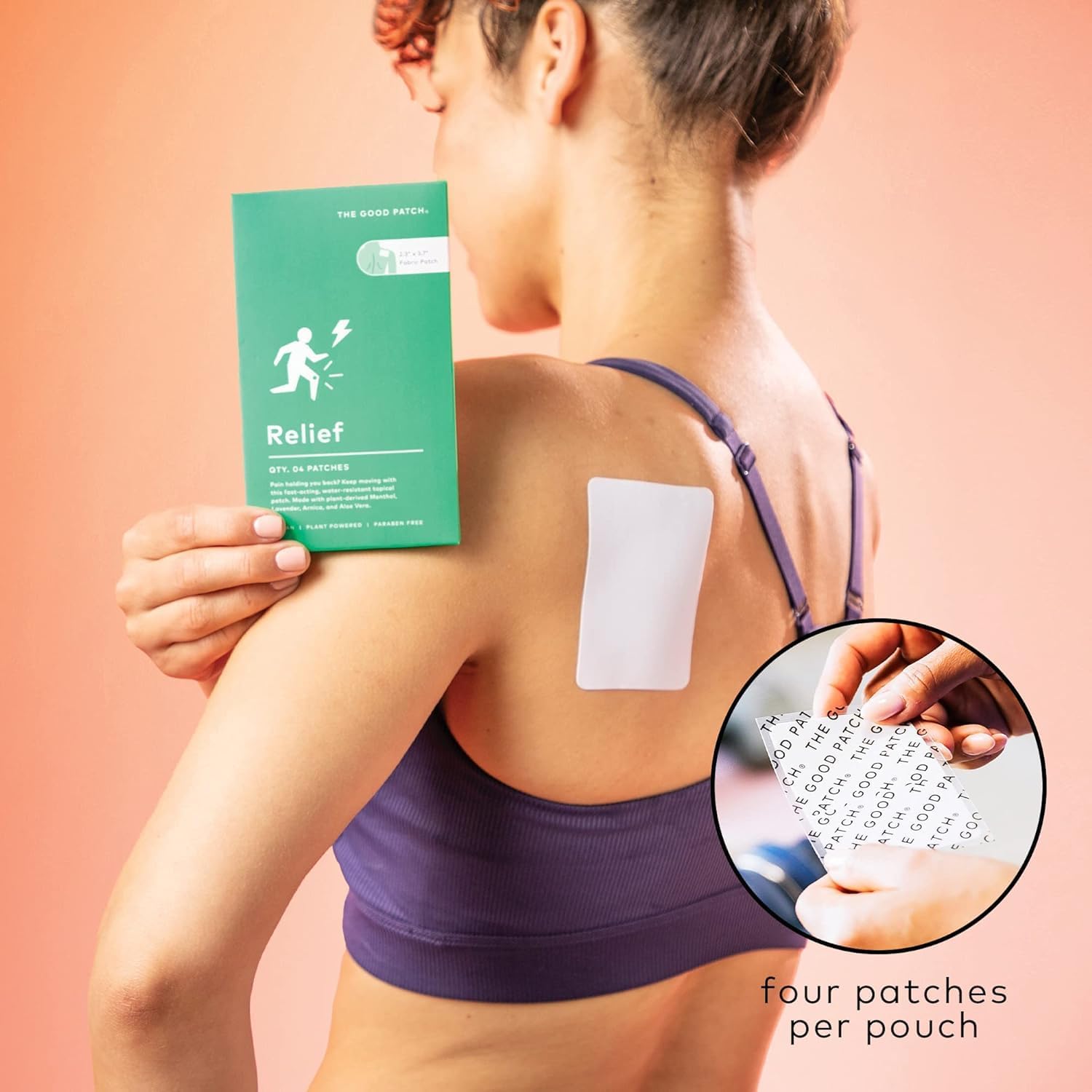 The Good Patch Muscle Pain Relief Patches, Natural Patch with Menthol, Lavender, Arnica and Aloe Vera, Sustained Release, Plant Powered Wearable Wellness, for Back, Neck, Arms, Legs (8 Total Patches)