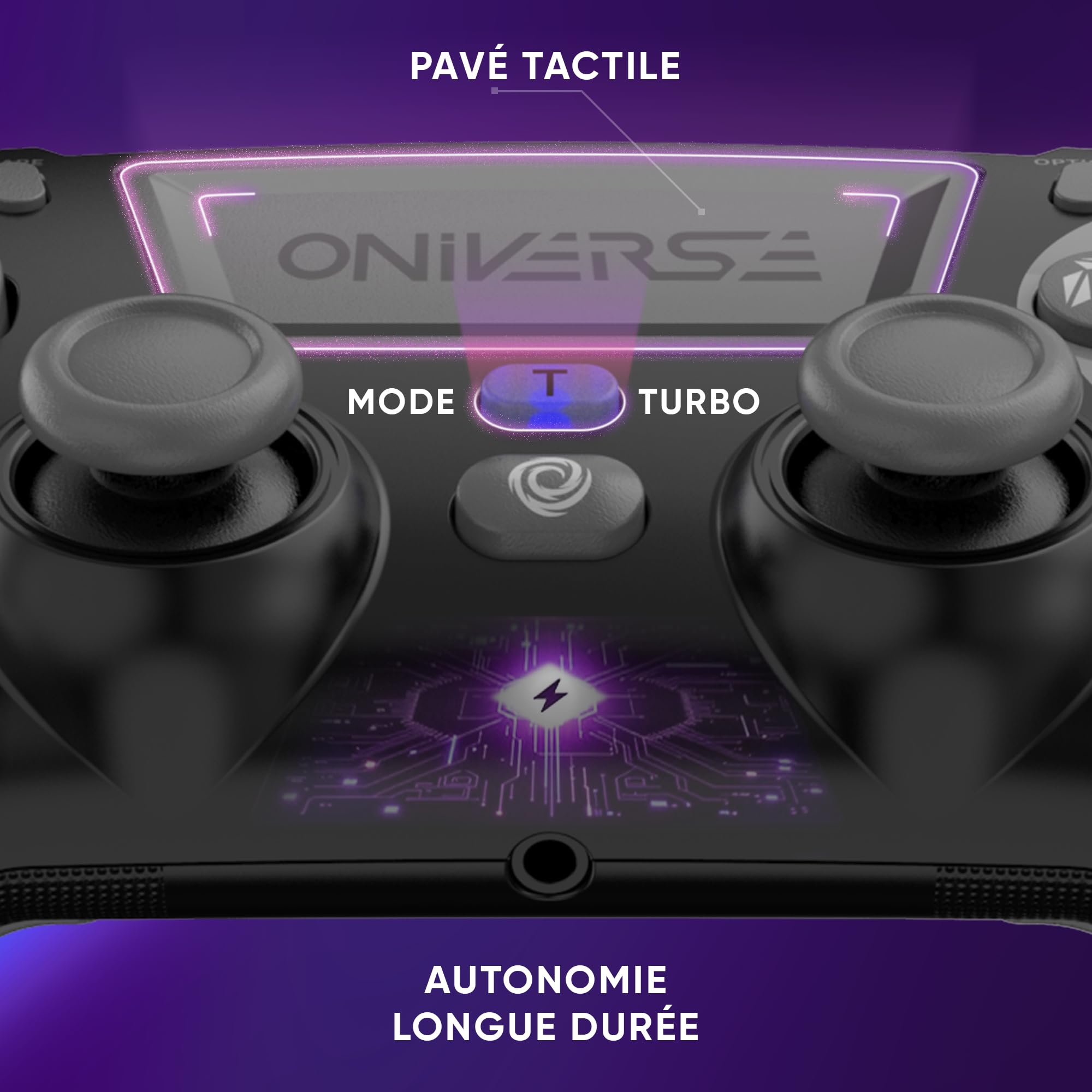 Manette sans fil pour PS4 PS3 PC ANDROID iOS, Sortie Casque, Joystick Hall Effect, Batterie Rechargeable 1000mAh, boutons macro, mode Turbo, Wake up, Gyroscope 6 axes, Revolt Wasp Black