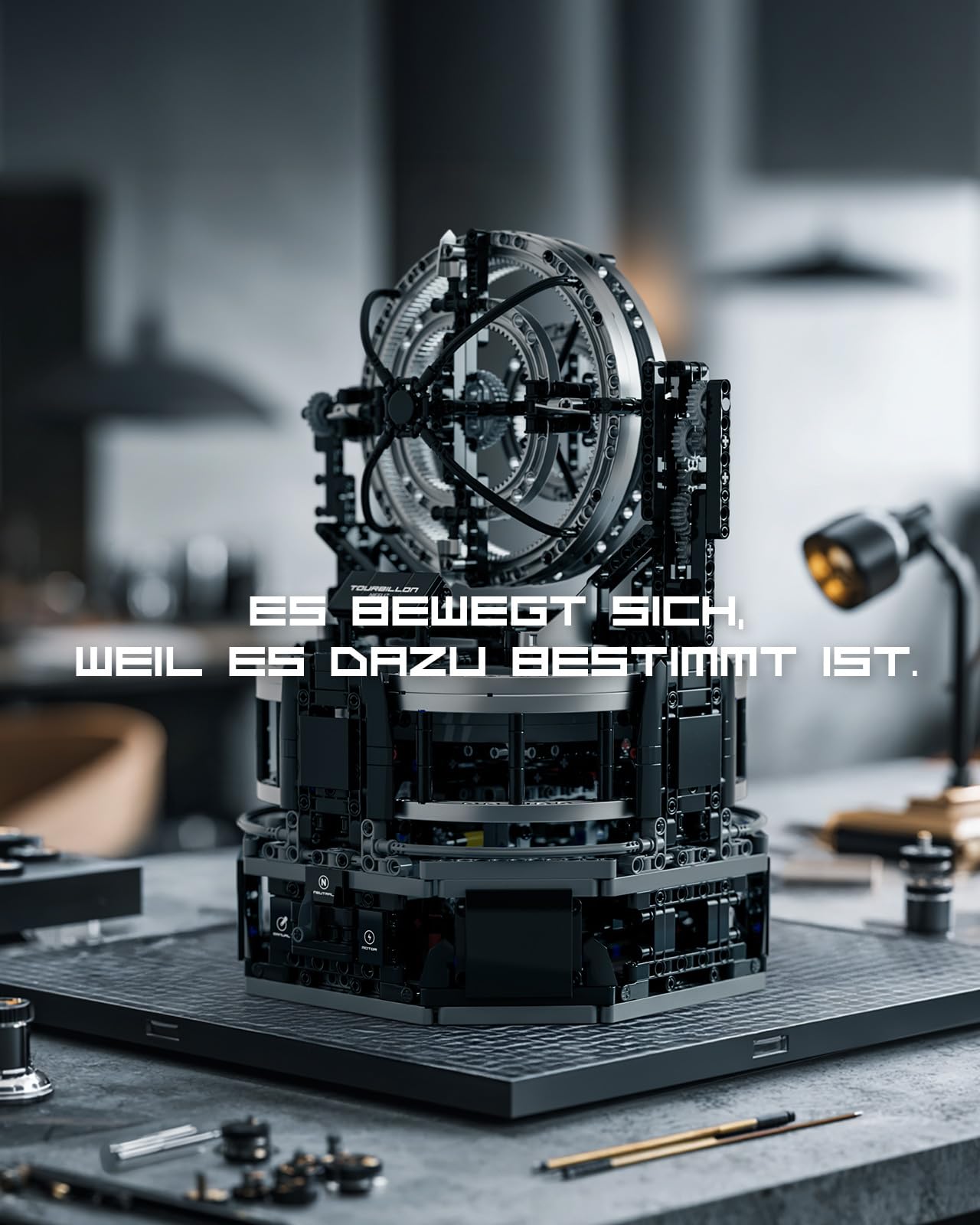 Nifeliz Tourbillon Modellbausatz, Klemmbausteine Technik, Sammler-Modell der Motorenserie, Physikalisches Wissenschafts-Display-Set für Erwachsene, Geschenk für Zuhause oder Büro, NF10355