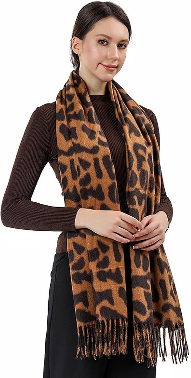 Wander Agio Womens Warm Scarf Pashmina Shawls and Wraps Large Winter Blanket Cashmere Scarves for Women Print Classic Leopard - Image 2