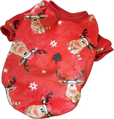 Miniatura 2 de Ropa para perros, pijamas de Navidad para perros, ropa de bulldog francés, abrigos cálidos con patrón de ciervos para cachorros, perros pequeños y
