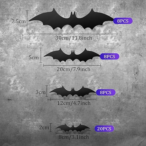 Miniatura 4 de 52 piezas de decoración de Halloween 3D cambiante de cara de terror para fotos en movimiento con murciélagos 3D, calcomanías de decoración de