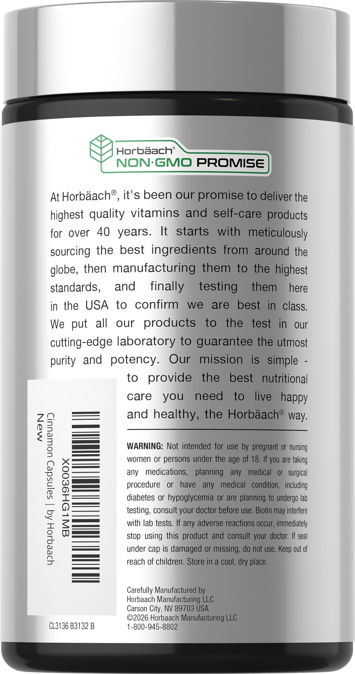 Horbäach Cinnamon with Chromium & Biotin | 250 Capsules — Amazon image 3