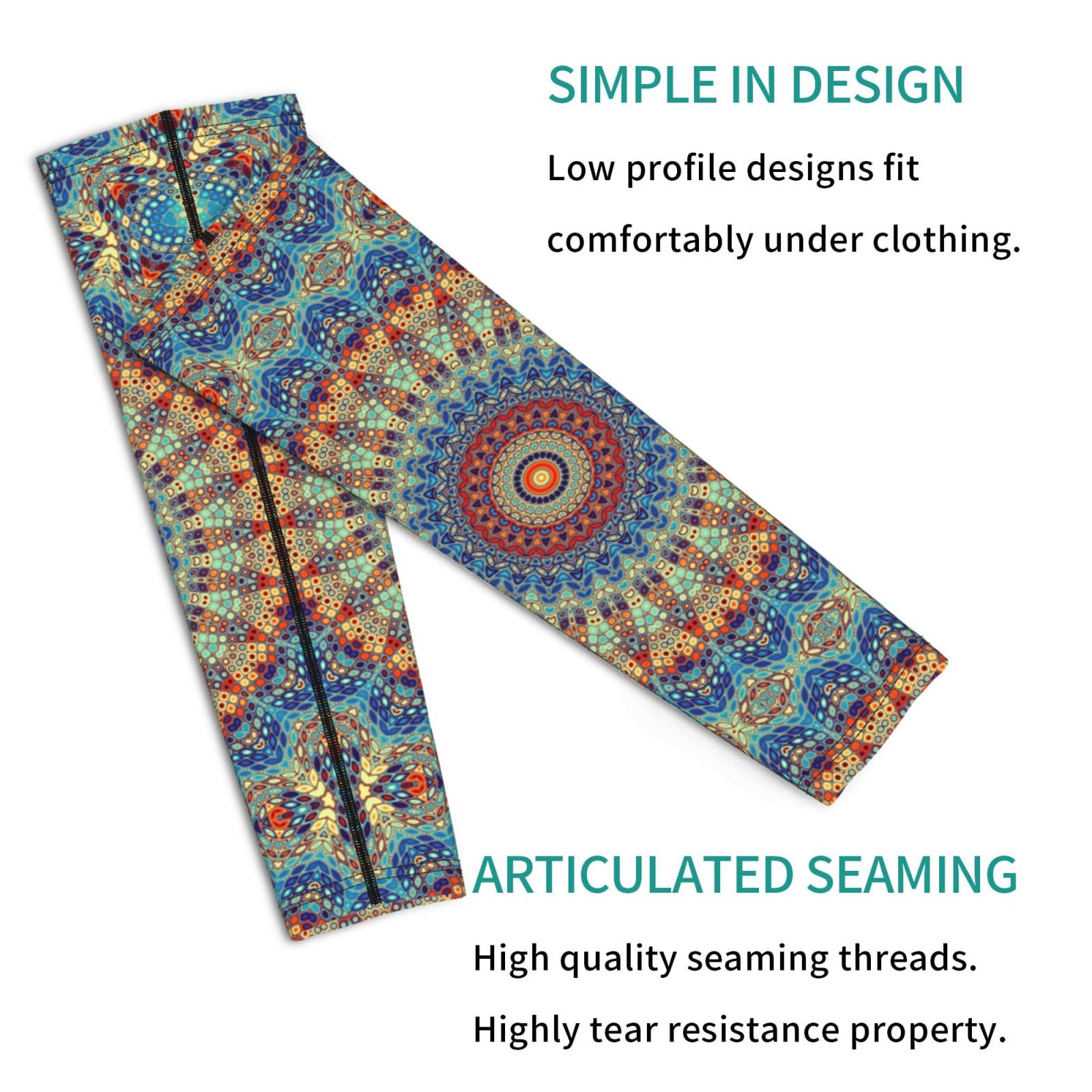 Salelf Round Mandala Arm Sleeves Cooling UV Sun Protection Sports Compression Sleeves for Men Women Golf Basketball Arm Sleeves