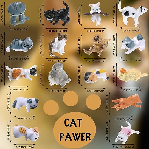 Miniatura 2 de Blulu 16 piezas de figuras de gato realistas, figuras de gatos encantadores, figuras de animales en miniatura, miniadornos de animales para huevos