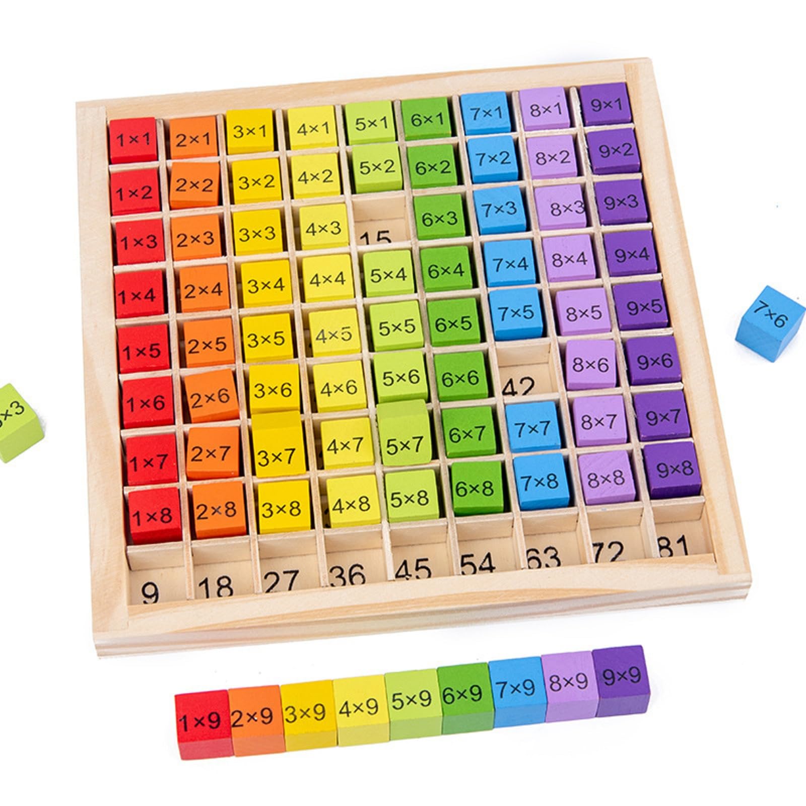 Tabella Delle Moltiplicazioni In Legno Montessori - Gioco Educativo Per Bambini Con Dadi E Segnalini - Impara Le Tabelline Giocando
