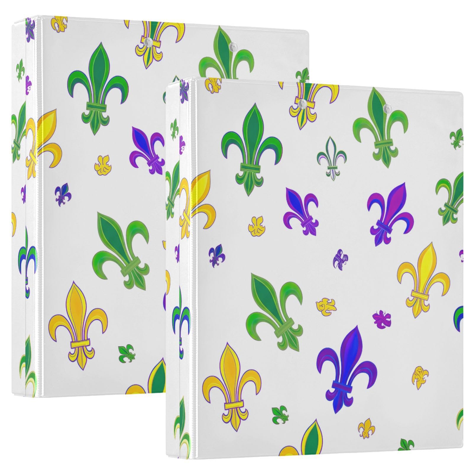 Raccoglitore a 3 anelli stampato, 3,8 cm, raccoglitore ad anelli a D con tasche, raccoglitore decorativo per scuola, università o ufficio, bianco carnevale, taglia unica 2