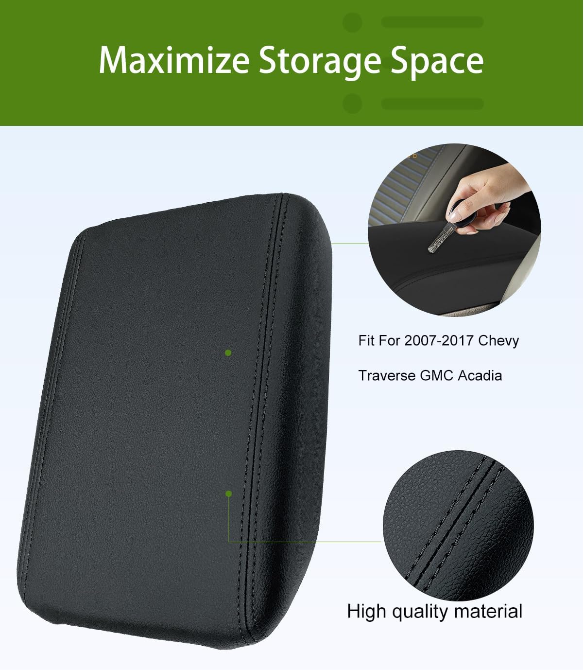 UMISHI Center Console Armrest Cover Lid Kit Replacement for 2007-2017 Chevy Traverse GMC Acadia Black OE: 22905370 (Black)