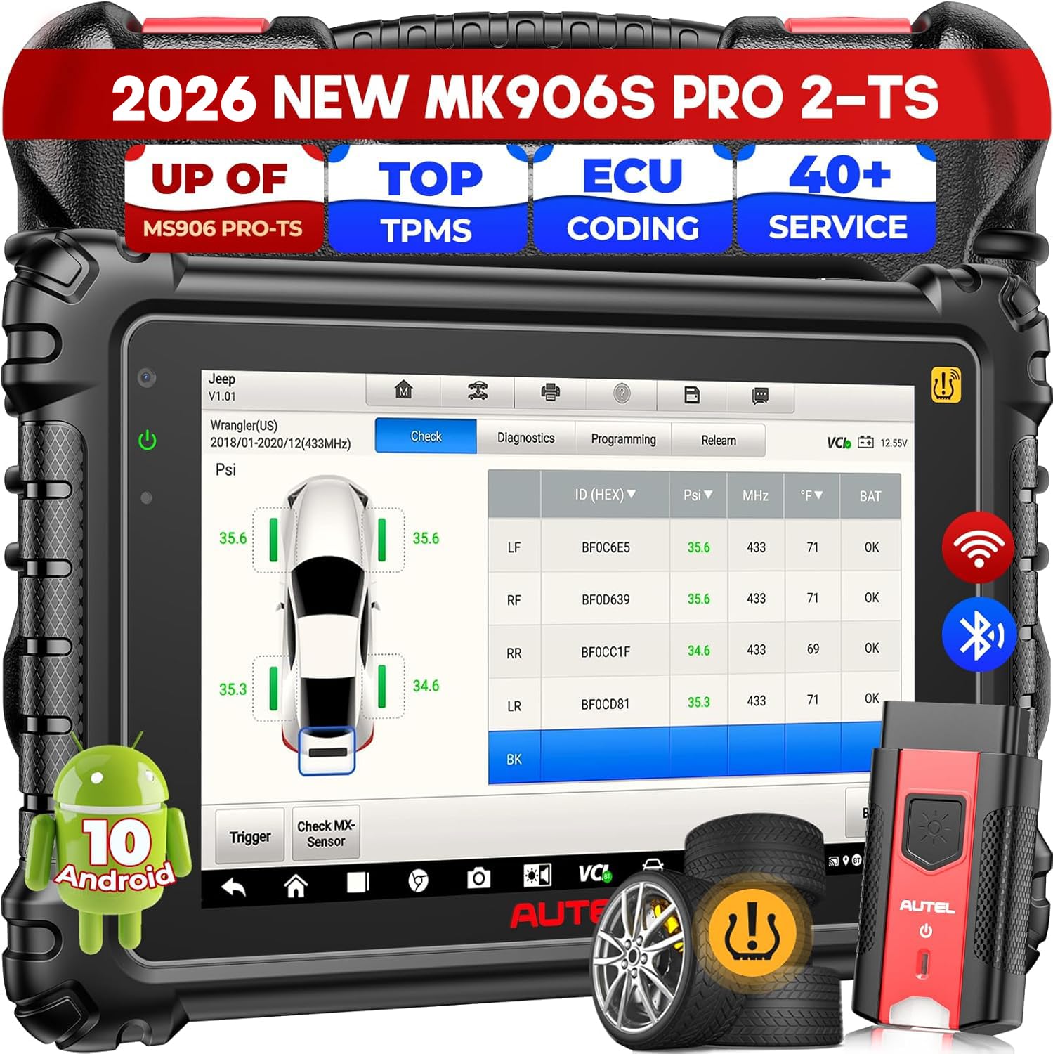 Autel MaxiCOM MK906S PRO2-TS Diagnosegerät, 2026 V2.0 Up von MS906 PRO-TS MK906 PRO-TS MS906 PRO MP900TS, Top TPMS & ECU Codierung, 3000+ Bidirektionale Scanner, 40+ Service, CAN FD DoIP, AutoScan 2.0 | V2.0 Ver MS906 PRO-TS MK906 PRO-TS MS906 PRO MP900TS