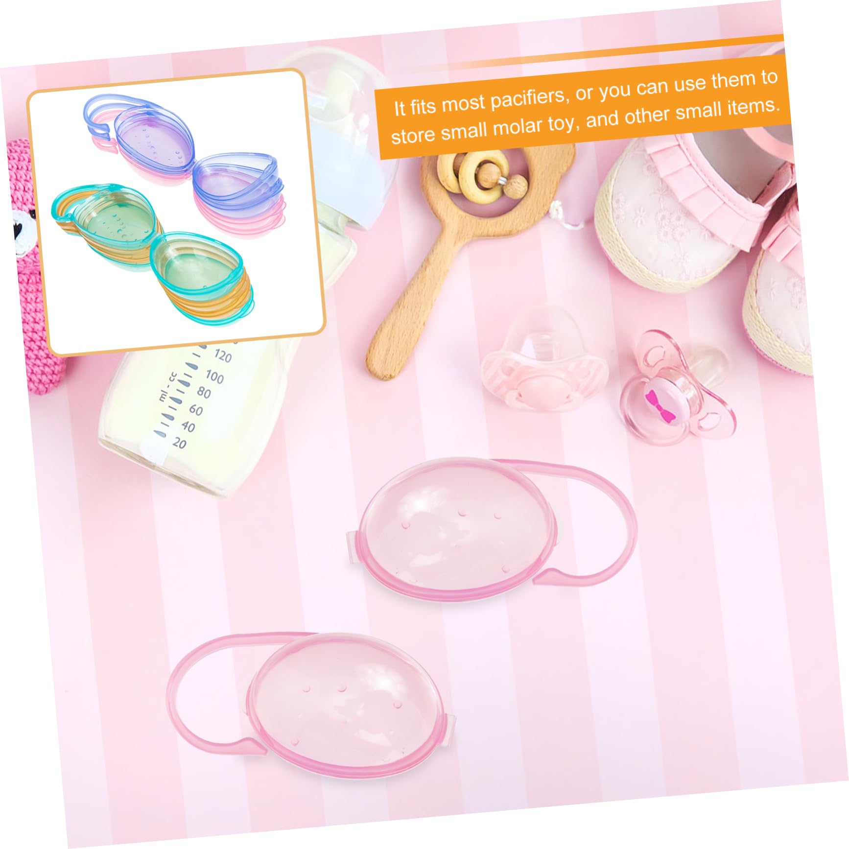 Kisangel 2sets Pacifier for The Baby Case Holder Handle Pacifier Storage Box Safe Easy to Clean 8pcs*2