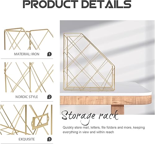 Miniatura 4 de STOBOK Organizador de escritorio de metal, caja de almacenamiento, organizador de libros, estante práctico, suministros de oficina para revistas,