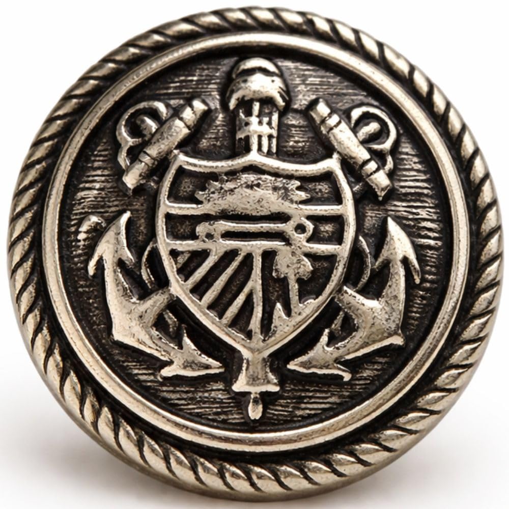 Silver Nautical Coat of Arms Metal Shank Buttons 15mm 4 Pack โ image 1