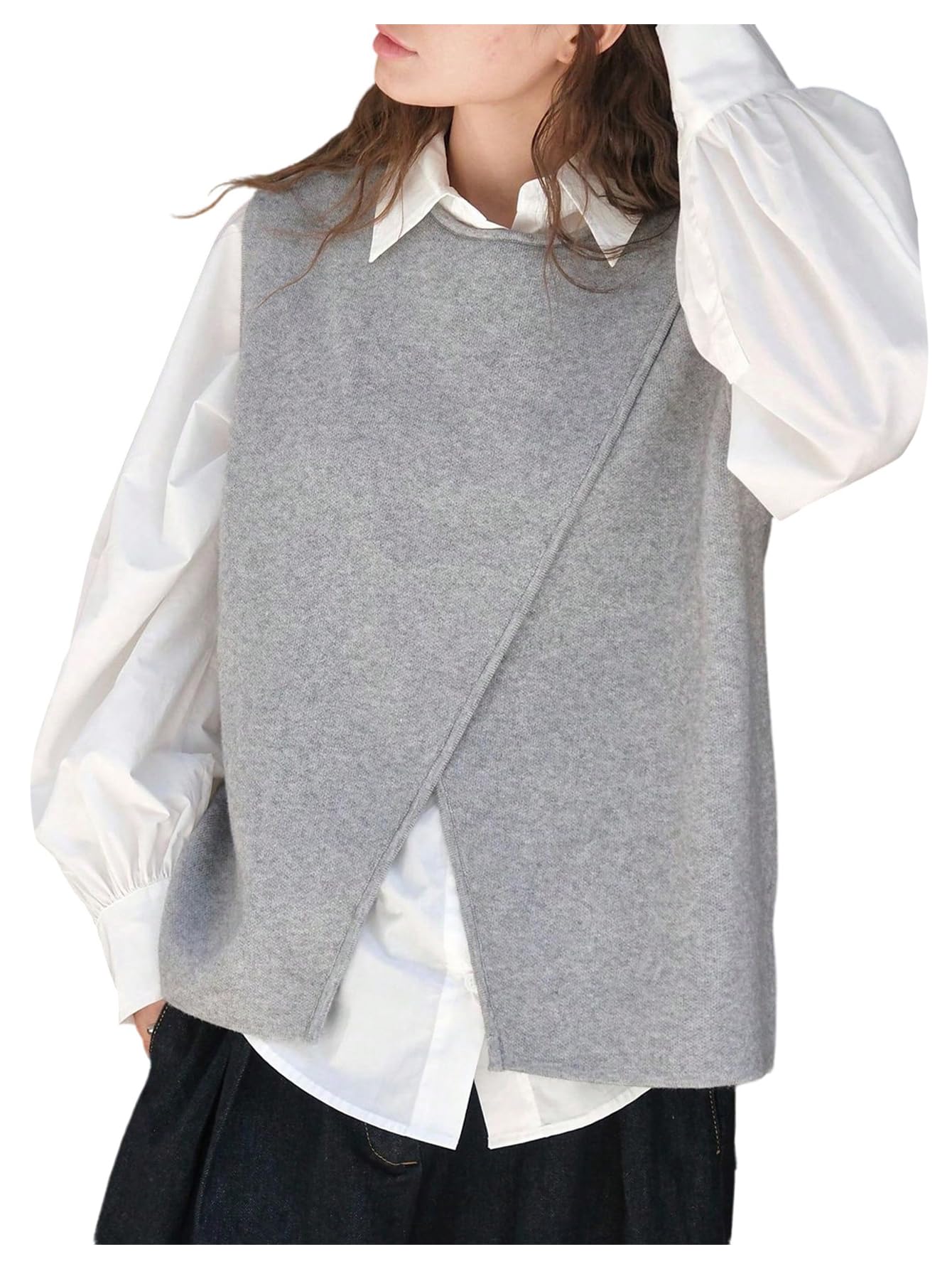 Verdusa Womens Sweater Vest Tops Cozy Sweaters Old Money Clothes Asymmetrical Elegant Knit Pullover Wrap Top