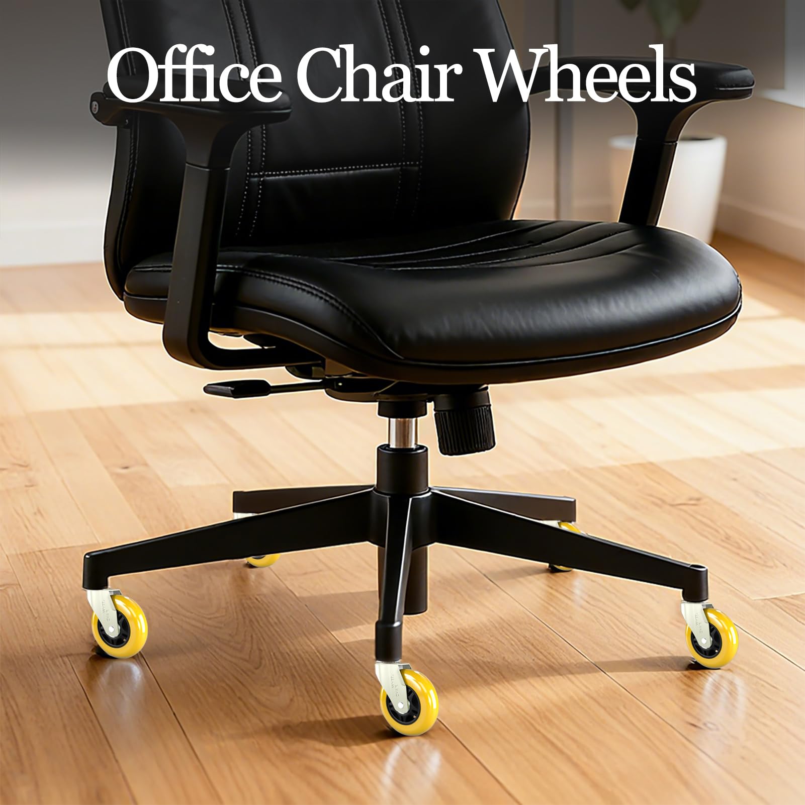 Ruedas amarillas para silla de oficina de 3 pulgadas, ruedas de goma de repuesto, vástago de ajuste universal de 11 mm, ruedas resistentes para silla de escritorio de computadora para suelos