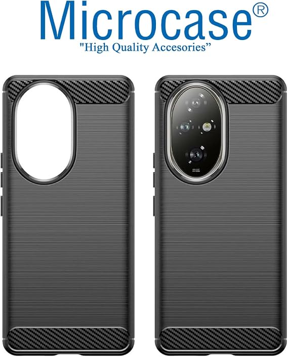 Brushed Carbon Fiber Silicone Case Compatible with Microcase Honor 200 - Black AL3332