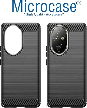 Brushed Carbon Fiber Silicone Case Compatible with Microcase Honor 200 - Black AL3332