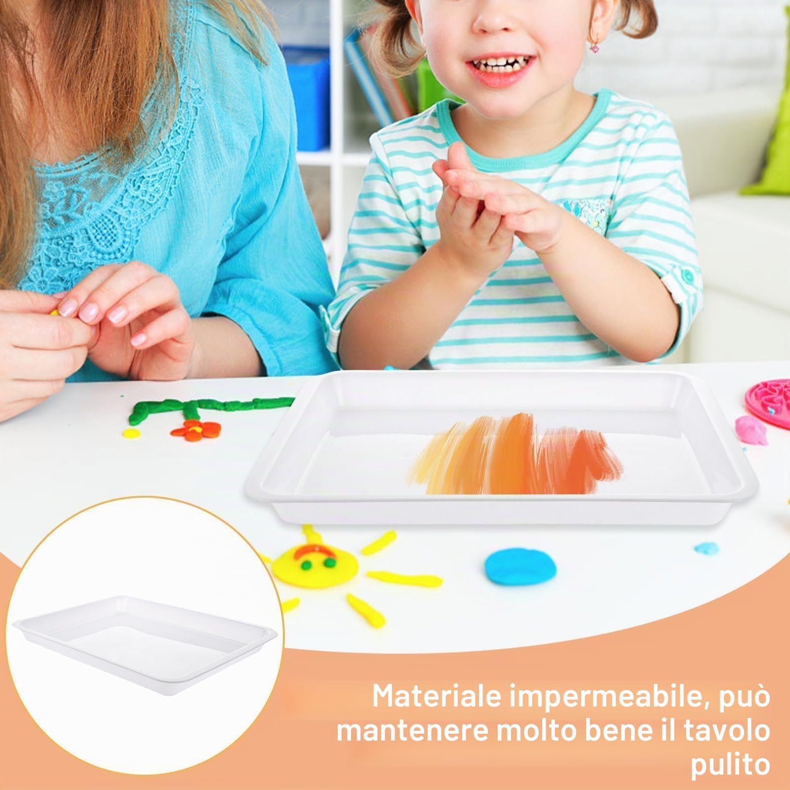 MIVIDE 15 vassoi sintetici in plastica bianca, vassoio rettangolare 34,5 x 25,3 x 3,2 cm, riutilizzabili in plastica, grande per bar, feste, cucine, bianco