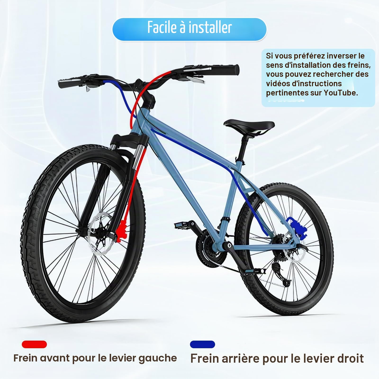 ROADNADO Jeu de Freins hydrauliques VTT Freins à Disque hydrauliques, Jeu de Freins à Disque de vélo 160 mm Avant 800 mm arrière 1400 mm Frein à Huile VTT en Alliage d'aluminium
