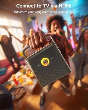 Ikarao Yetişkinler için Karaoke Makinesi, Şarkı Sözleri Ekranı ve Ekranı ile, YouTube için Karaoke Sistemi, 2 Kablosuz Mikrofon, Otomatik Ayar ve Yankı, KaraFun Prime, Ev Dış Mekan Partisi için