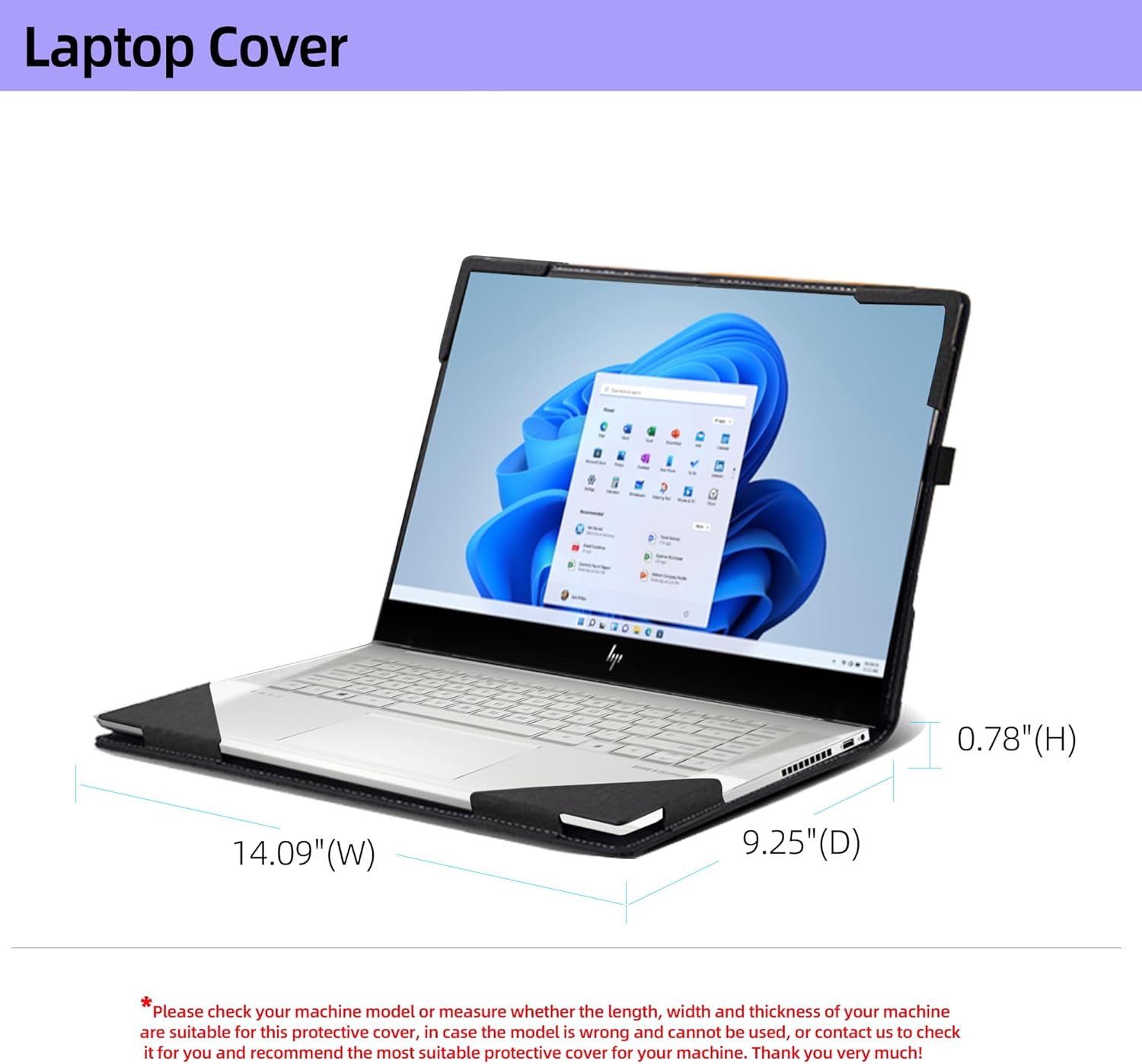 Laptop Cover for HP Envy x360 Laptop 15t /15z-XXX/15-fh|15-ed/15z-ey15-er/15-ep/15t-es100|2-in-1 Laptop.All Inclusive Drop Case 15.6" PU Leather Inside Pocket Cover Shell (15.6inch, Gray-Black) - Image 4