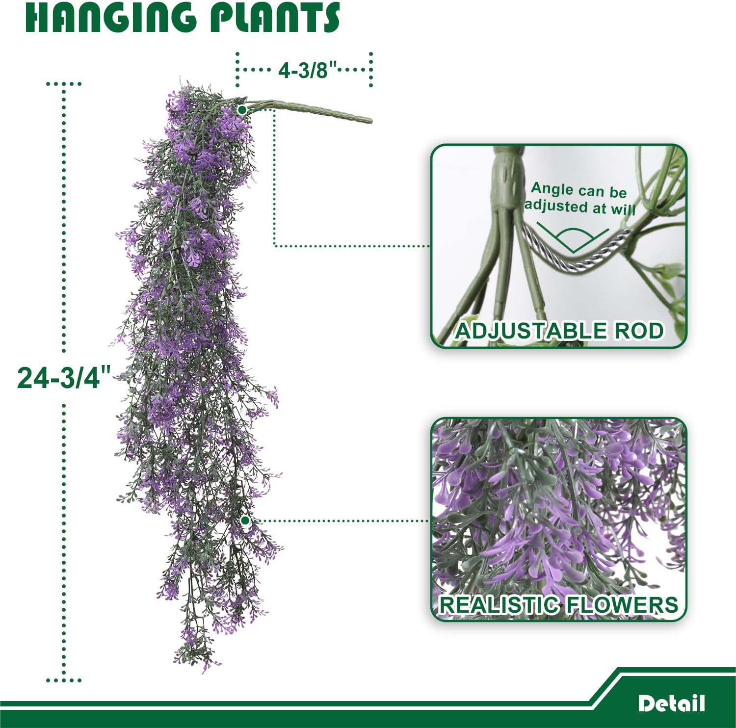 Fake Plants Vines 3Pc-29 inches Artificial Plants Hanging Flowers for Outdoor Indoor, Greenery Faux Ferns Ivy Wall Decor for Patio Planter Bedroom Balcony, Purple