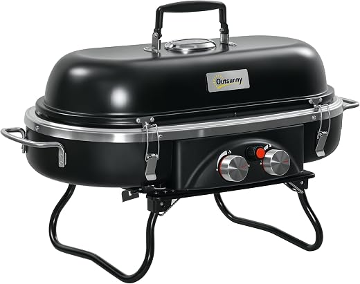 Outsunny Gasgrill Camping schwarz, faltbare Beine, 2.34 KW