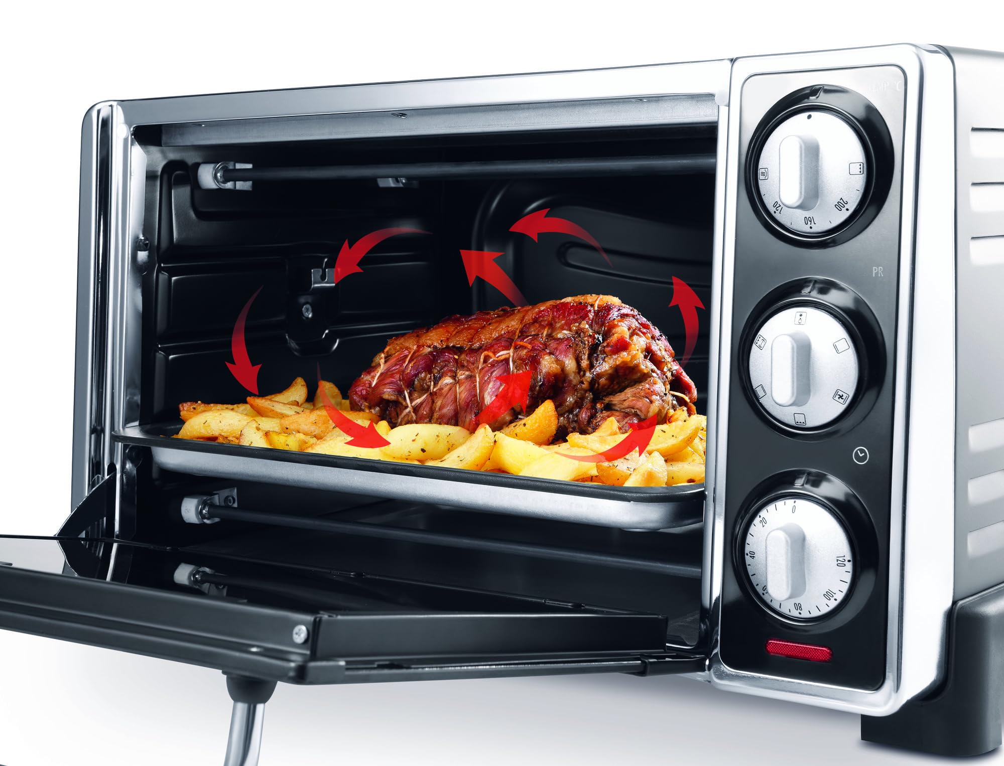 De'Longhi EO20792 Forno Elettrico 20 Litri 1300W con Spegnimento Automatico, 7 Funzioni Cottura, Timer, Spiedo Girarrosto, Porta Doppio Vetro