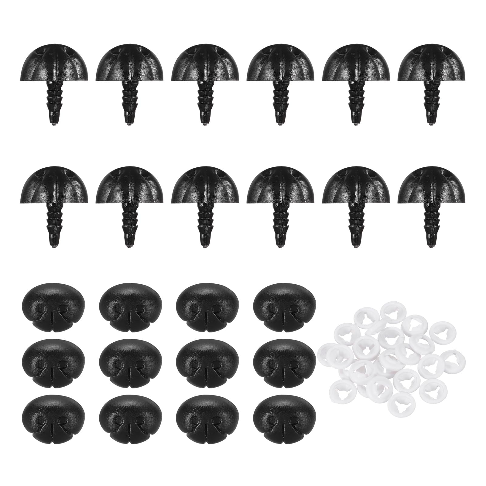 sourcing map 25Pcs Safety Dog Noses, Plastic Matte Dog Nose with Spacer for DIY Stuffed Animals Crochet Bear Doll Making Supplies, 24.5 x 19 x 26mm / 0.96 x 0.75 x 1.02in